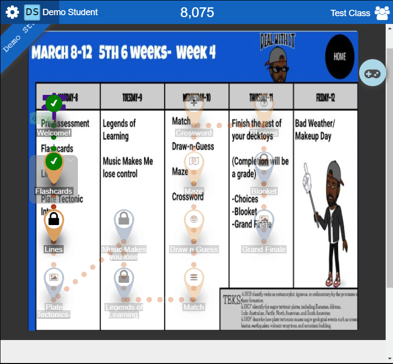 Preview of a states-of-matter lesson and its activity paths.