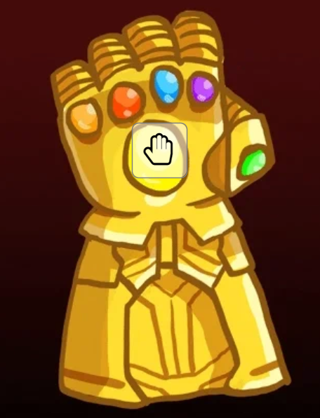 Golden reward-glove illustration with coloured gems.