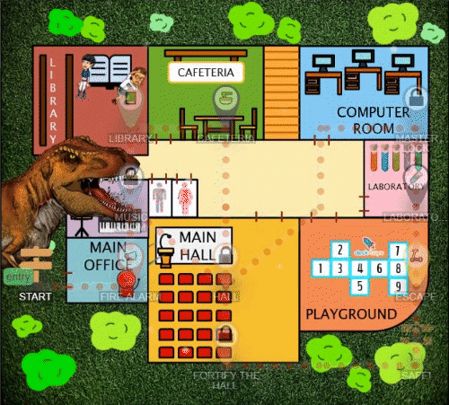 Animated preview of an escape-room lesson map.