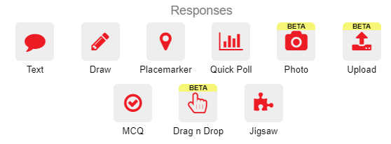 Response app selector with text, drawing, quick polls, photos and other tools.