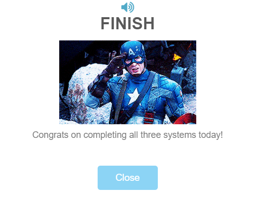 Finish signpost congratulating students on completing a human-body lesson.