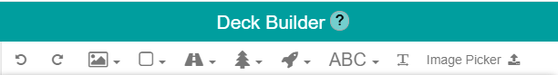 Deck Builder toolbar with image and editing controls.