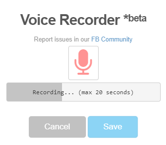 Voice Recorder dialog with recording and Save controls.