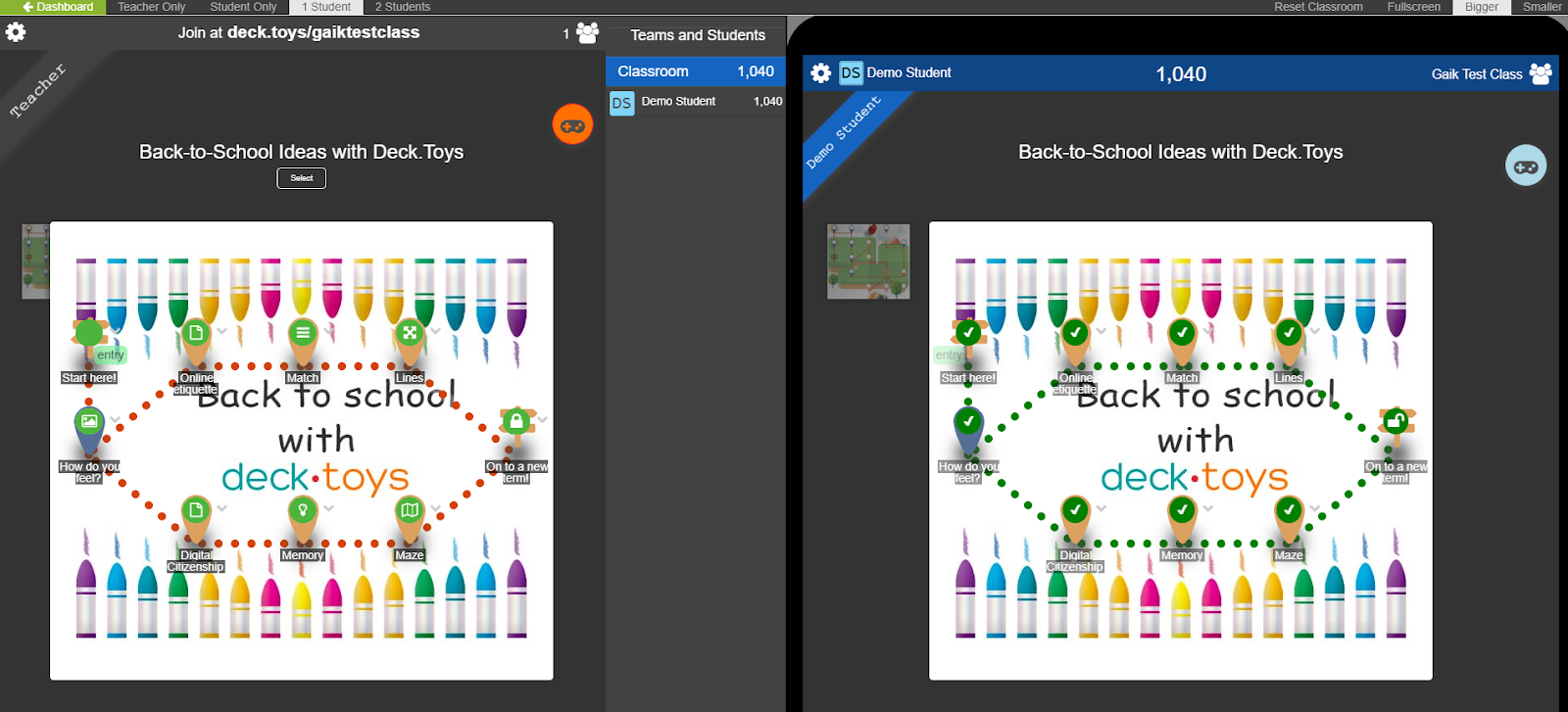 Lesson preview and its copied deck shown side by side.