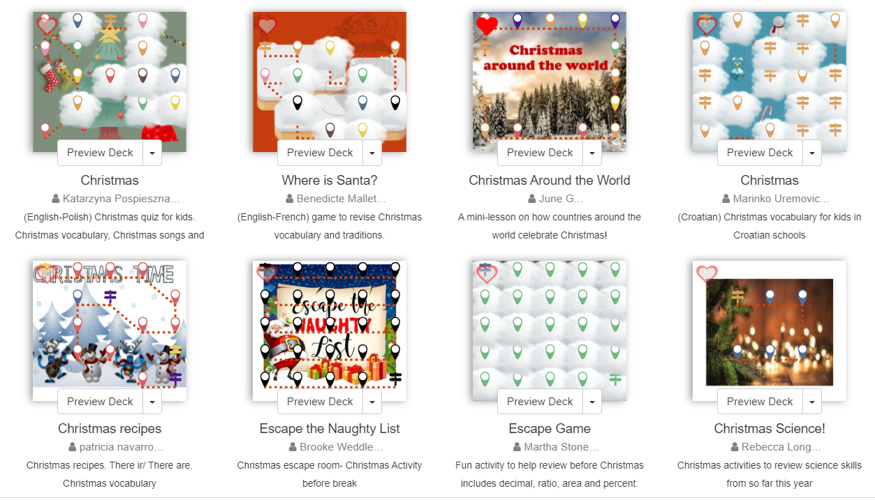 Deck Library grid of lesson maps featured in the Christmas giveaway article.