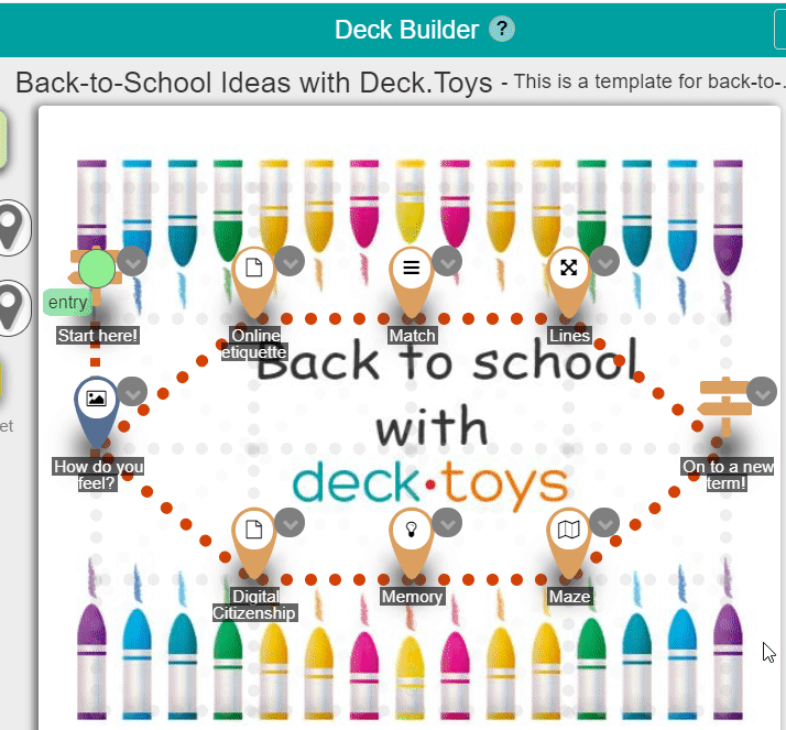 Back-to-school lesson map with locks and linked activities.