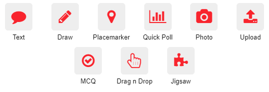 Slide App menu with text, drawing, quick poll, photo and upload tools.