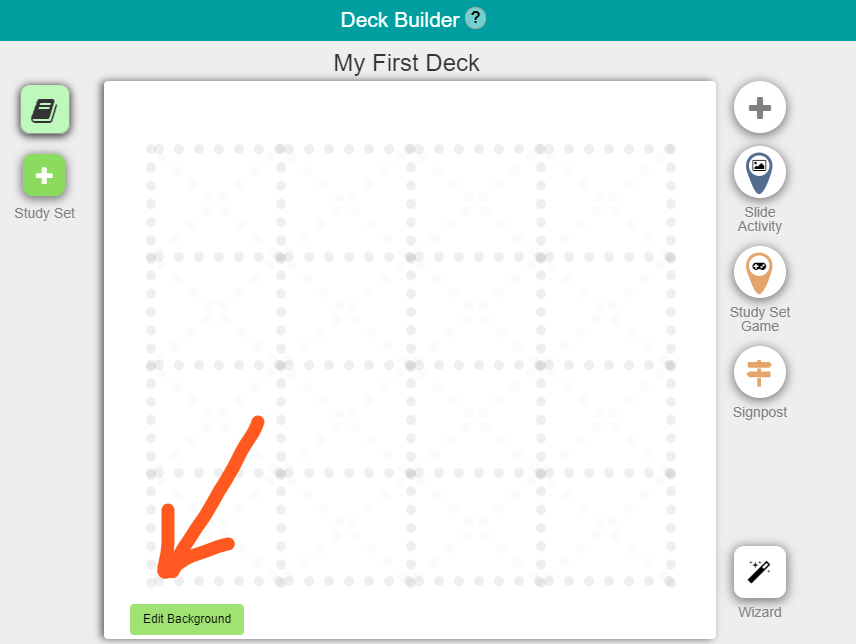 Deck Builder highlighting the Edit Background control.