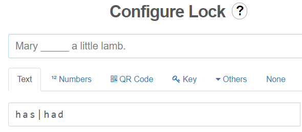 Inline Lock configuration accepting has and had as answers.
