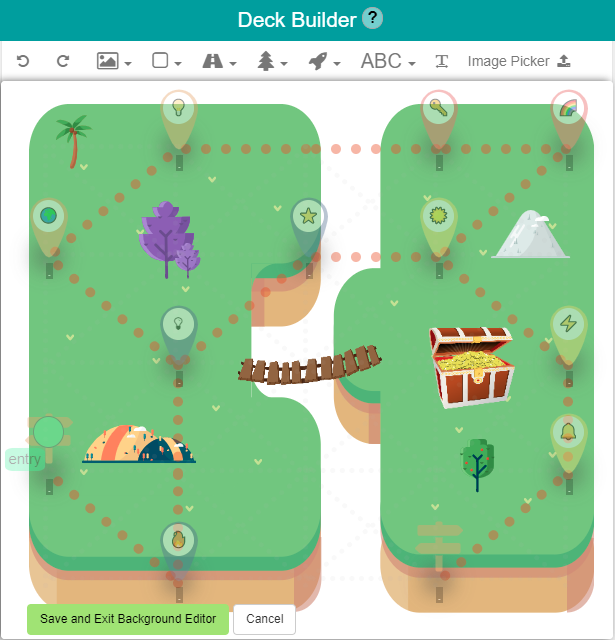 Green lesson background with branching activity paths.