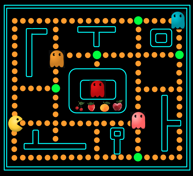 Arcade-maze lesson background with activity markers.