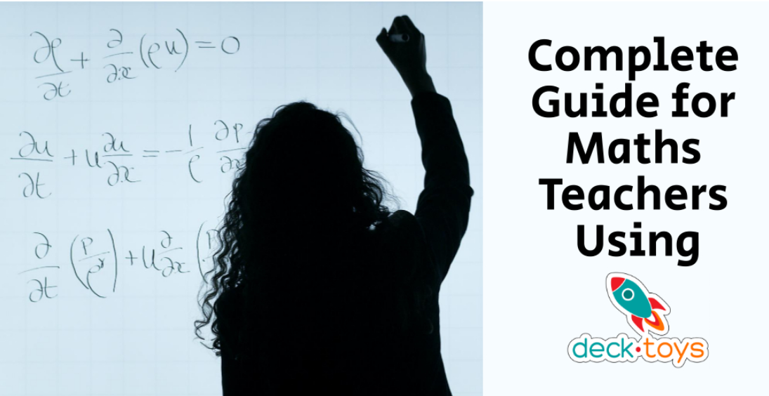 Complete Guide for Maths Teachers graphic with a teacher writing on a board.
