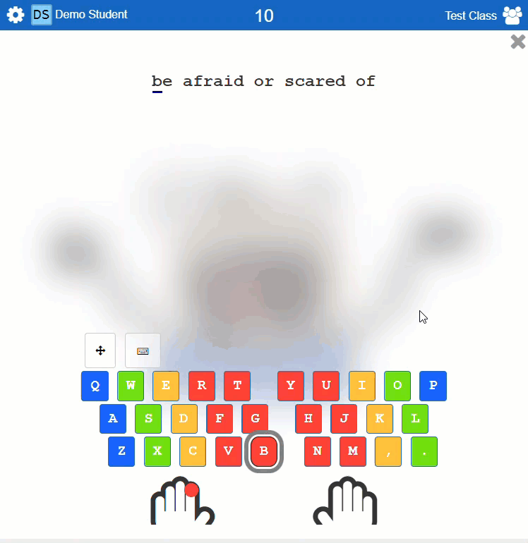 Typing Race game preview displaying an on-screen keyboard.