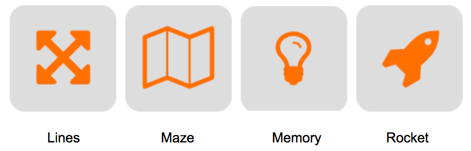 Lines, Maze, Memory and Rocket Study Set App icons.