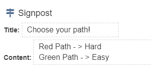 Signpost configured with hard and easy path choices.